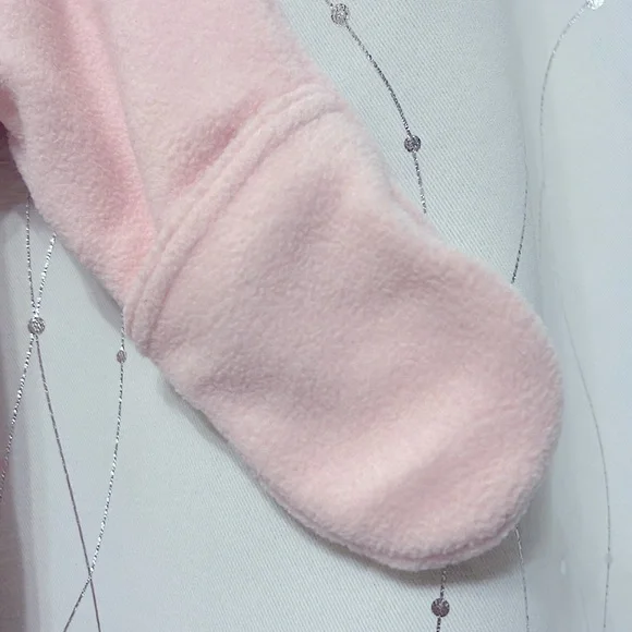 EUC Old Navy | pink, white infant’s unicorn snowsuit, zippered with flip mittens - Picture 4 of 7